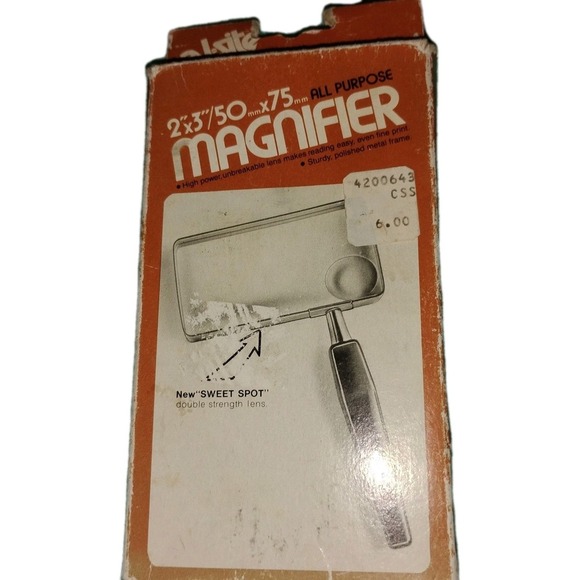 Vintage Al-Site Magnifier All Purpose Magnifying‎ Glass 2"X3" prop 1980 Rare Box - Picture 1 of 8
